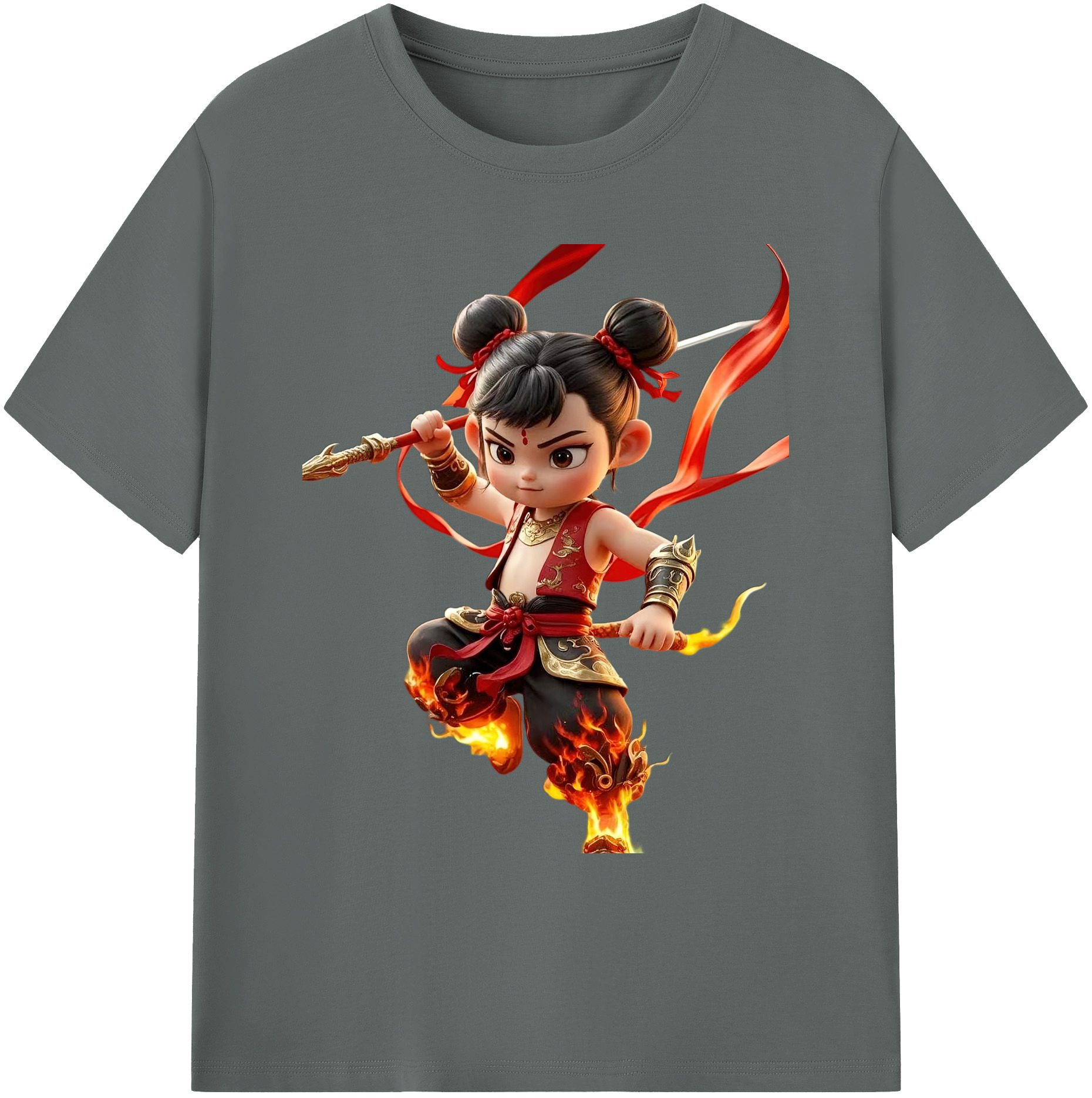 （画像用） Ne Zha 2 ナタ 魔童の大暴れ 綿100％ メンズ半袖Tシャツ｜肌触りやわらか＆通気性